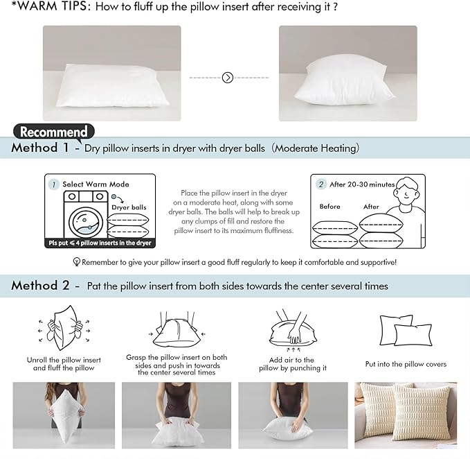 MIULEE 20x20 Pillow Inserts with Cotton Cover,Set of 4 100% Virgin Microfiber Throw Pillows for Couch Sofa and Bed