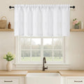 OVZME White Valance for Windows, Light Filtering Thick Textured Small Cafe Valances for Window, Dual Rod Pocket Farmhouse Short Curtain for Bathroom Basement, 1 Piece, 60Wx24L Inch