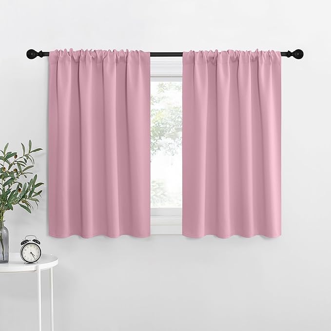 NICETOWN RV Blackout Curtains for Camper Windows, Rouge Pink, 42" x 36", Set of 2, Kitchen Curtains, Short Blackout Drapes, Thermal Insulated Rod Pocket Window Treatment Draperies for Nursery