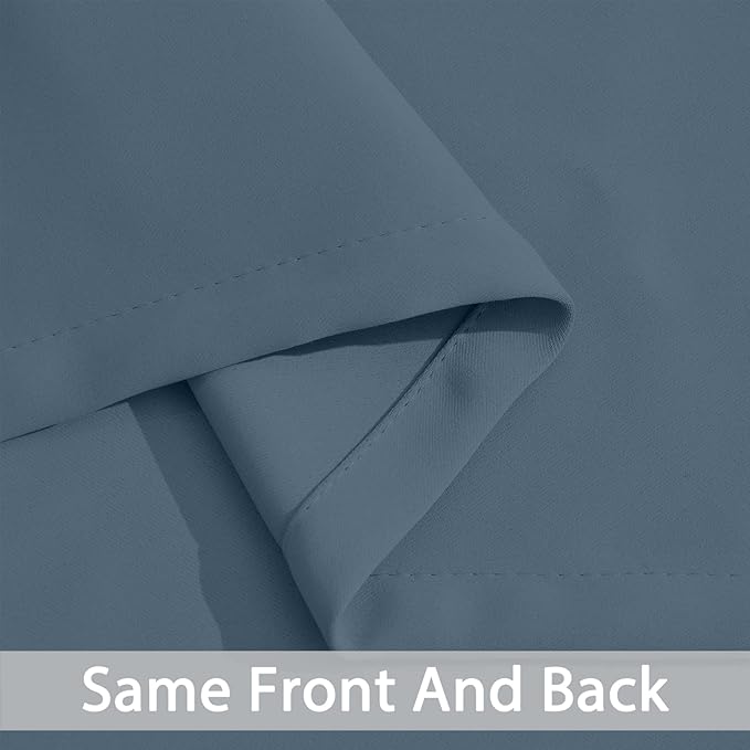 Yakamok 63 Inch Length Blackout Curtains for Bedroom, Room Darkening Thermal Insulated Solid Grommet Panels for Living Room(42Wx63L, Stone Blue, 2 Panels)