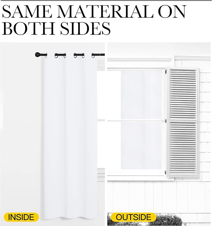 NICETOWN Draperies Curtains Panels, Blocking Out 50% Sunlight Window Treatment Curtains, Grommet Top Small Window Drapes for Bedroom (2 Panels, 34 by 48, White)