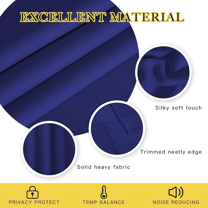 NICETOWN Bedroom Blackout Curtains Panels - Window Treatment Thermal Insulated Solid Grommet Blackout for Living Room (Set of 2, 66 by 54 Inch, Navy Blue)