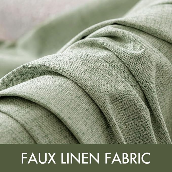 MIULEE Linen Blackout Curtains and Drapes 100% Room Darken Thermal Insulated Grommet Window Panels with Coating 2 PCs W 42 x L 63 inches Sage Green