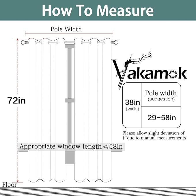 Yakamok Blackout Curtains Room Darkening Thermal Insulated with Grommet Window Curtain for Bedroom/Living Room(38Wx72L inch, Stone Blue, 2 Panels)