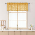 Chyhomenyc Gold Sheer Valances for Windows 14 Inch Length 2 Pcs, Light Filtering Leaf Textured Cafe Short Kitchen Curtains, Top Small Curtain for Living Room Bedroom Basement, 42" W x 14" L