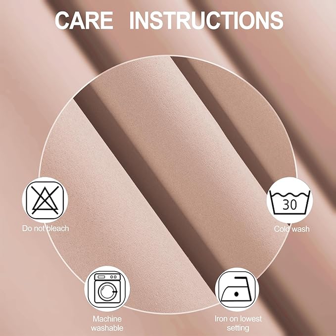 LEMOMO Blackout Curtains 66 x 54 Inch Long Blush Curtains Set of 2 Panels Room Darkening Curtains for Bedroom and Living Room
