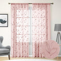 HOMEIDEAS Blush Pink Floral Sheer Curtains 96 Inches Long 2 Panels Embroidered Pattern Semi Sheer Window Drapes for Bedroom Living Room