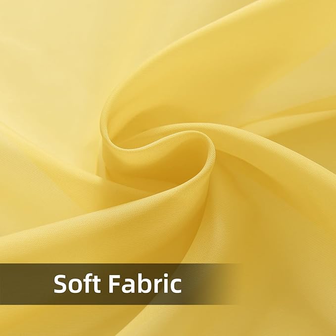 youleyar Solid Sheer Rod Pocket Curtain Voile Draperies 2 Panels White Beige Black Grey Coffee 52 Inch Width 72 Inch Long 1 Pair for Kitchen Bedroom Children Living Room Yard (Yellow,52Wｘ72L)