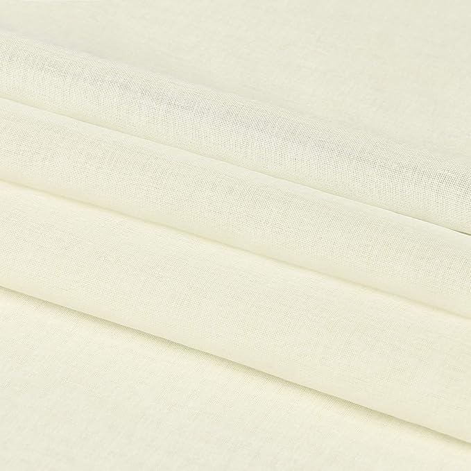 DWCN Ivory Sheer Curtains Semi Transparent Voile Rod Pocket Curtains for Bedroom and Living Room, 52 x 72 inches Long, Set of 2 Panels