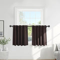 PONY DANCE Blackout Curtains Short - Kitchen Window Draperies Energy Efficient Thermal Insulated Back Tab/Rod Pocket Curtain Panels/Window Treatments for Bathroom, 42 W x 30 L, Brown, 2 Pieces