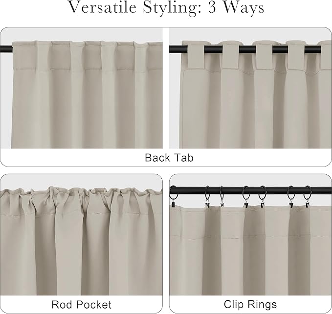 PONY DANCE Blackout Short Cafe Curtains, Privacy Light Block Small Window Curtains for Bedroom Kitchen Basement Dining Classroom, W 29 x L 36 inches, Cream, 2 Panels