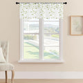 MRTREES Sheer Curtain Valance Rod Pocket, 2 Panels Leaves Embroidered Christmas Valance for Windows, Living Room Small Window Curtain Toppers for Kitchen/Basement/Bathroom(Green Leaves, 54"x16")