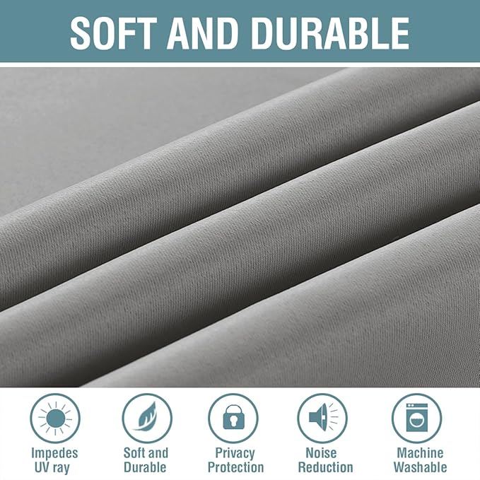 H.VERSAILTEX Blackout Curtain for Living Room Thermal Insulated Window Treatment Curtain Extra Long 108 inch Length Energy Saving Solid Grommet Top Blackout Drape, One Panel, Dove Gray, 52"W x 108"L