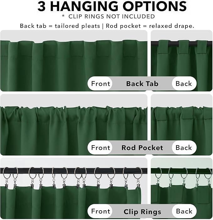 Deconovo Blackout Curtains, Thermal Insulated, W42 x L95 2 Panels, Back Tab, Machine Washable, Room-Darkening Drapes for Bedroom/Living Room Dark Forest