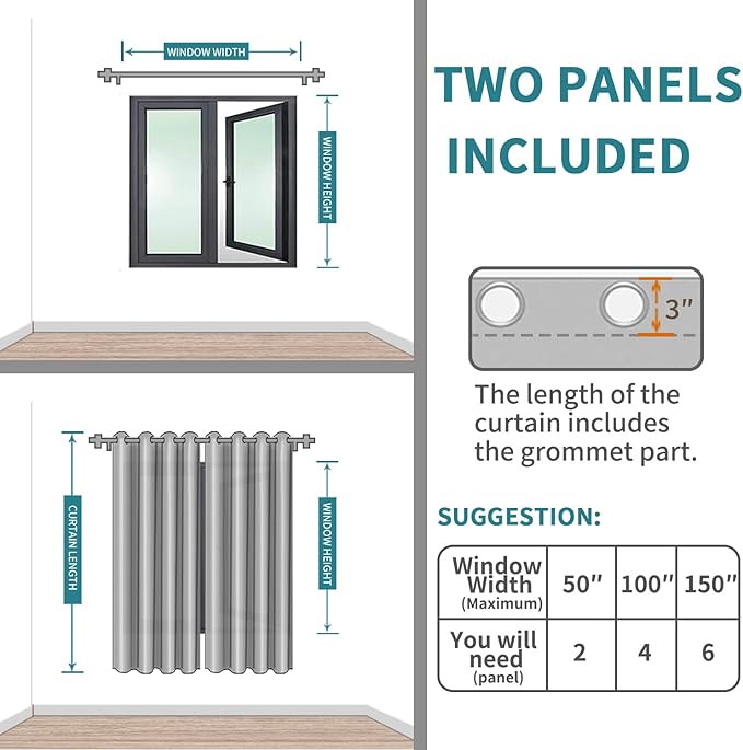 BGment Baby Blue Short Curtains for Kitchen Window, Room Darkening Curtains 45 Inch Length Thermal Insulated Drapes for Small Bedroom, Set of 2 Panels, 38 x 45 Inch