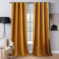 MIULEE 2 Panels Blackout Velvet Curtains Solid Soft Grommet Mustard Yellow Curtain Thermal Insulated Soundproof Room Darkening Curtains/Drapes/Panels for Fall Living Room Bedroom 52 x 90 Inch