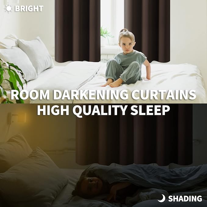 BGment Blackout Curtains - Grommet Thermal Insulated Room Darkening Bedroom and Living Room Curtains, Set of 2 Panels (52 x 108 Inch, Brown)
