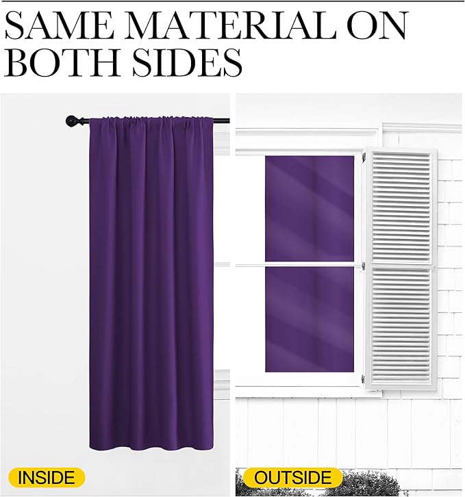 NICETOWN RV Blackout Curtains for Camper Windows, Kitchen Curtains Blackout Drapes & Curtains, Energy Smart Window Treatment Curtain Panels for Bedroom (Royal Purple, 42 in x 36 in (W x L), Set of 2)