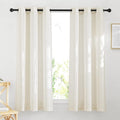 NICETOWN Linen Burlap Bedroom Curtains 63 inches Long, Grommet Semi Sheer Flax Linen Weve Drapes Privacy with Light Filtering Window Treatmentes for Kids Room, W42 x L63, Set of 2
