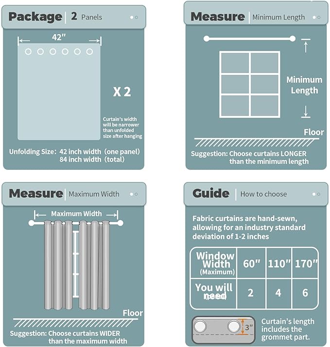 BGment Blackout Curtains - Grommet Thermal Insulated Room Darkening Bedroom and Living Room Curtains, Set of 2 Panels (42 x 63 Inch, Steel Blue)