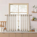 Nanspring Beige Farmhouse Curtains 30 Inch Length for Kitchen Linen Blend Semi Sheer Curtains Back Tab and Rod Pocket Rustic Farmhouse Decor for Cafe Small Window Curtain 36 x 30 Inch, 2 Panels