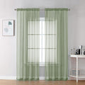 OVZME 2 Panels Sheer Sage Green Curtains 72 Inches Length Window Treatment for Kitchen, Elegant Airy Transparent Curtain Draperies Rod Pocket for Kids Living Room, Each 42 Width 72 Length