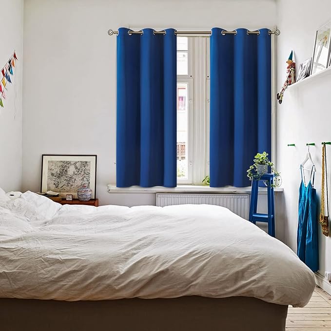 BGment Blackout Curtains for Bedroom - Grommet Thermal Insulated Room Darkening Curtains for Living Room, 38 x 45 Inch, 2 Panels, Royal Blue