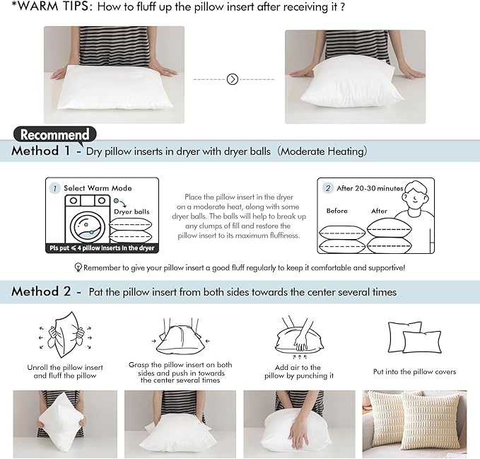 MIULEE 16x16 Inches Pillow Inserts Pack of 2, Decorative Throw Pillow Inserts for Couch