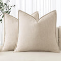 MIULEE Decorative Linen Euro Sham Pillow Covers 26x26 Natural Beige Boho FarmhouseNeutral Couch Throw Pillows for Bed Pack of 2 Accent Modern Pillowcase Sofa Livingroom Home Decor