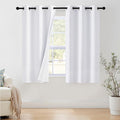 NICETOWN 100% Blackout Window Curtain Panels 63 inch Length for Bedroom, Set of 2, Snow White, 42 inches Wide, Thermal Insulated Drapes