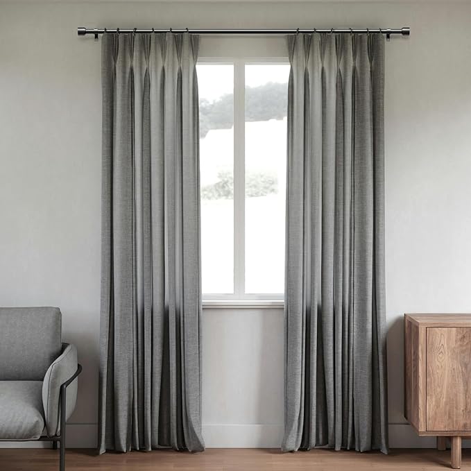 GEEBOBO 2 Pack Black Curtain Rods for Windows 48 to 84 Inch, 1 Inch Adjustable Heavy Duty Easy Install Curtain Rods Set for Outdoor, Patio, Farmhouse, Bedroom, Living Room (Black,30"-90",2 Pack)