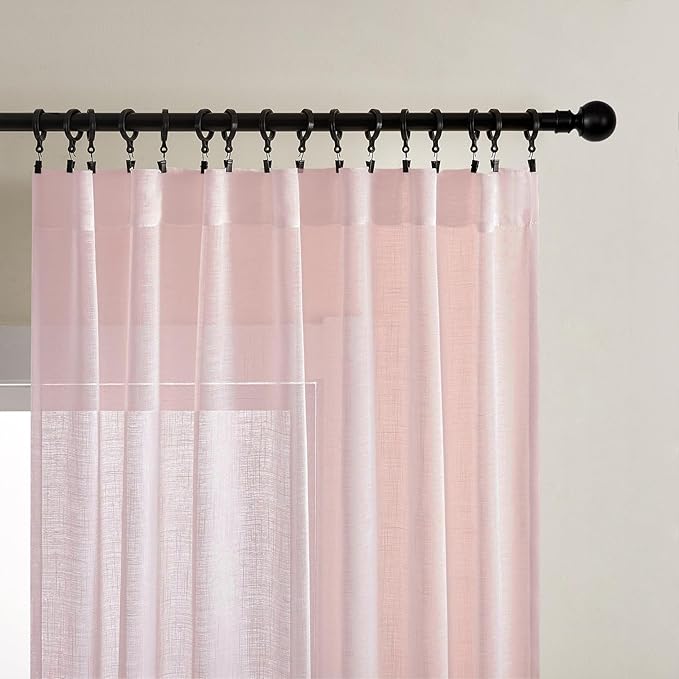 Joydeco Sheer Curtains 72 Inches Long, Beige Curtains for Living Room 2 Panels Set, Window Curtains Privacy Assured with Light Filtering(W52 x L72 Inch,Tapioca)