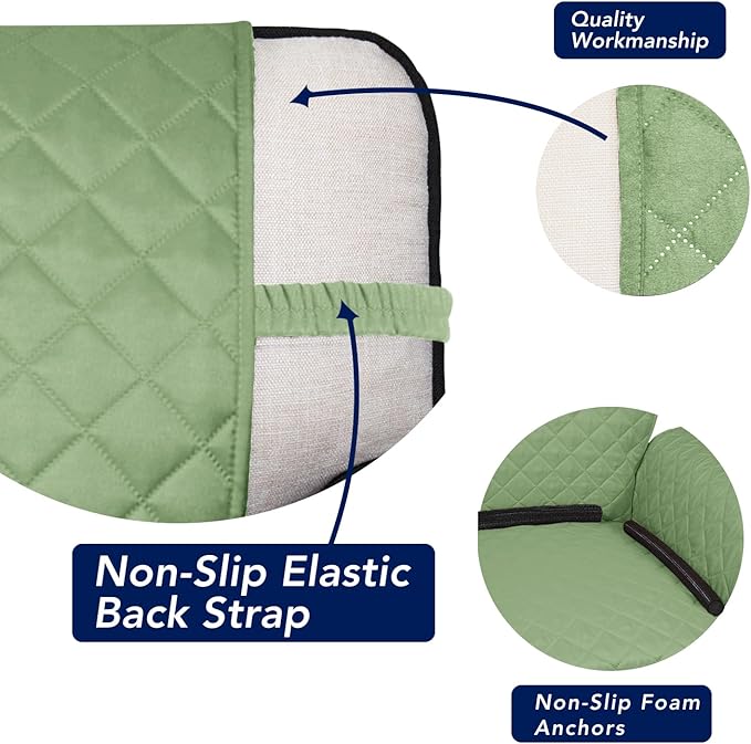 PureFit Reversible Quilted Sofa Cover, Water Resistant Slipcover Furniture Protector, Washable Couch Cover with Non Slip and Elastic Straps for Kids, Dogs, Pets (Oversized Sofa, Sage Green/Ivory)