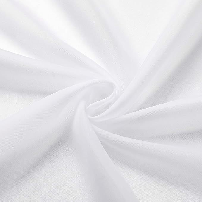 Kitchen Curtains 24 Inch Length Tier 2 Pieces, White Sheer Curtain Solid Soft Sheer Short Curtains for Windows, Cafe Bathroom Basement Rod Pocket Drapes, White, Each 42" Wx24 L Inches
