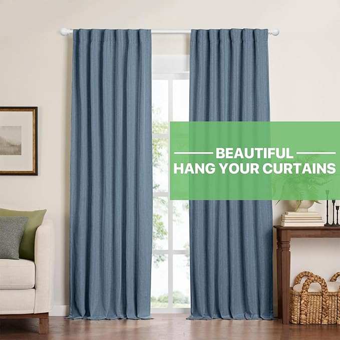 White Curtain Rods for Windows 28 to 60 inch, Adjustable Curtain Rod Set with Brackets Easy Install, Decorative Slender 5/8 Diameter Drapery Rod, Heavy Duty Drape Pole for Living Room, Bedroom