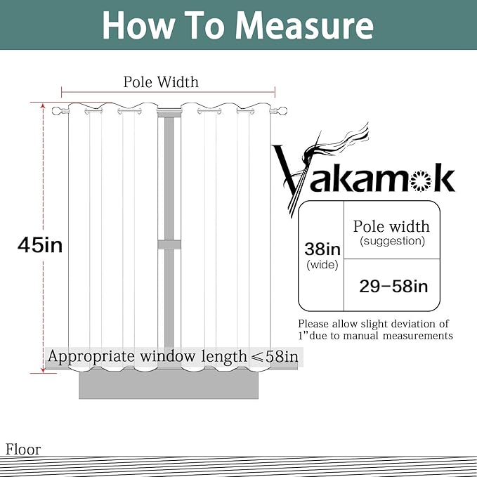 Yakamok Gray Room Darkening Thermal Insulated Blackout Curtains for Bedroom Width 38 Inch by Length 45 Inch, Two Curtain Panels