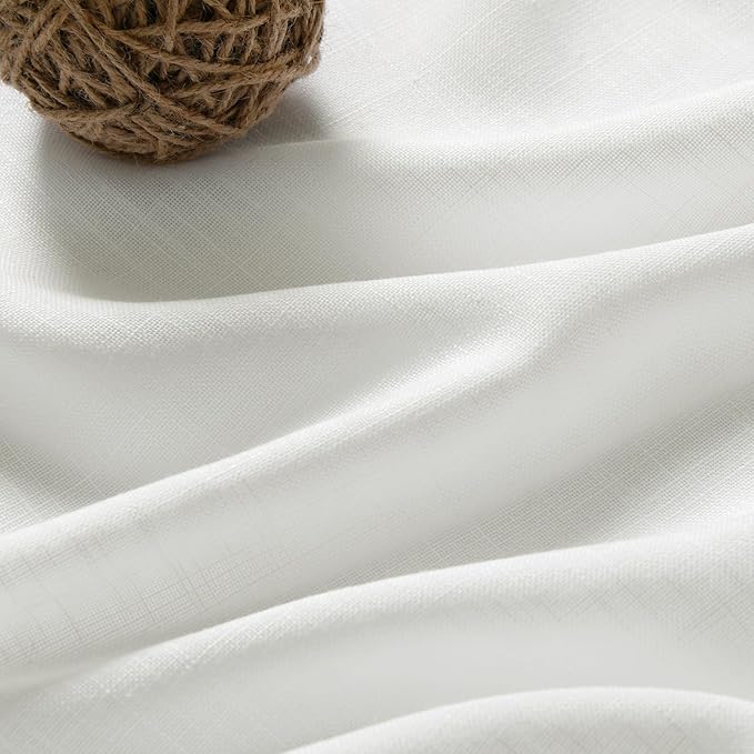 Linen Off White Curtains 120 inch Extra Long for Living Room Back Tab Light Filtering Semi Sheer Drapes Modern Farmhouse Coastal Decor White Cotton Textured Curtain for Floor to Ceiling Window 10 FT