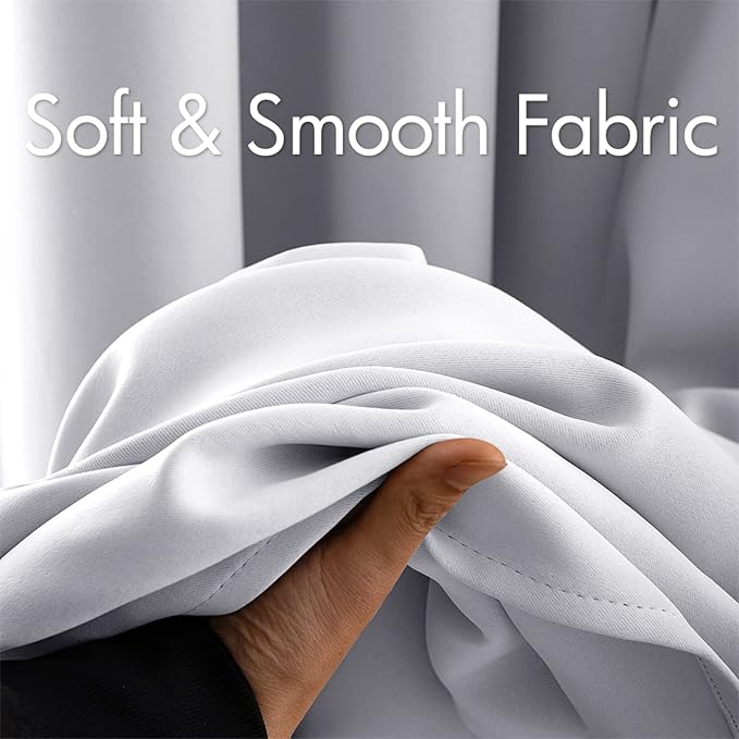 MIULEE Blackout Curtains 96 Inches Long for Bedroom Living Room, Chirstmas Thermal Insulated Room Darkening Grommet Top Solid Light Blocking Drapery Set of 2 Window Panels Greyish White