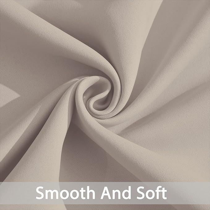 Yakamok Blackout Curtains Room Darkening Thermal Insulated Window Panels,Solid Grommet Top Drapes for Bedroom/Living Room(62Wx96L, Natural, 2 Panels)