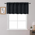OWENIE Black Valances for Windows 1 Pcs 22 Inch Length, Light Filtering Textured Short Small Valance Curtains for Bathroom Basement Living Room Bedroom, Half Window Curtains Over Sink, 60" W by 22" L