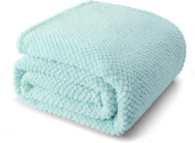 Whale Flotilla King Size Fuzzy Fleece Blanket for Bed, 90x104 Inch Fluffy Warm Soft Jacquard Blankets for All Season, Lightweight and Cozy, Light Blue