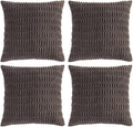 Fancy Homi 4 Packs Boho Dark Brown Decorative Throw Pillow Covers 24x24 Inch for Living Room Couch Bed Sofa, Rustic Modern Farmhouse Home Decor, Soft Plush Corduroy Cute Square Cushion Case 60x60 cm