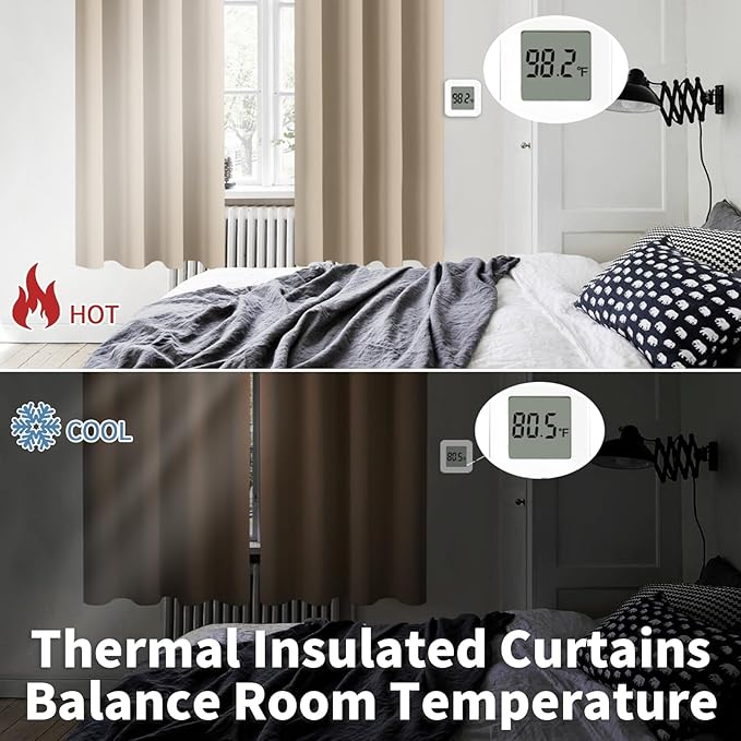 BGment Blackout Curtains - Grommet Thermal Insulated Room Darkening Bedroom and Living Room Curtains, Set of 2 Panels (46 x 54 Inch, Sand)