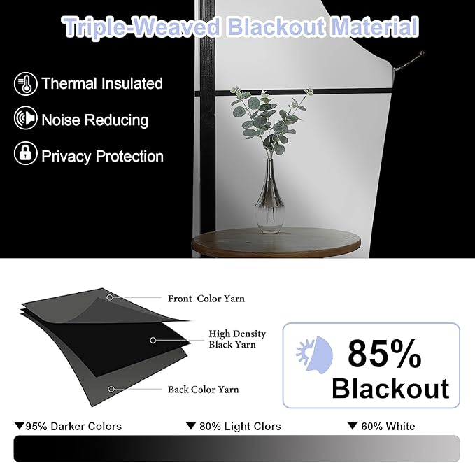 Simplebrand Ava Stone Short Blackout Curtains for Bedroom 45 Inches Long 2 Panels Set, Solid Thermal Insulated, Energy Saving Window Treatment Curtains Blackout Drapes, W40 x L45 Inch, Stone