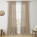 Sepia Beige Linen Curtains 108 Inches Long for Living Room Farmhouse Decor Light Filtering Semi Sheer Curtain Back Tab Rod Pocket Neutral Floor to Ceiling High Window for Bedroom 52x108, 2 Panels