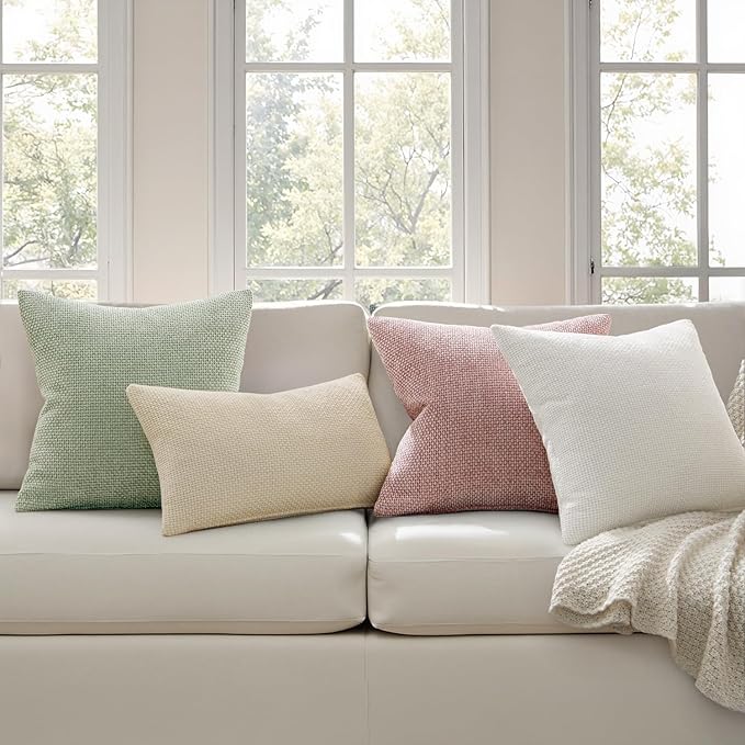 MIULEE Pack of 2 Couch Throw Pillow Covers 20x20 Inch Aesthetic Pink Modern Boho Accent Decorative Pillow Covers Soft Cute Chenille Farmhouse Cushion Covers for Home Decor Bed Sofa Living Room