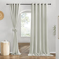 NICETOWN Flax Gray Linen Curtains for Room Divider, Grommet Top Thick Flax Semi Sheer Vertical Drapes Privacy Assured with Light Filtering for Sliding Glass Door, W68 x L96, 2 Pieces