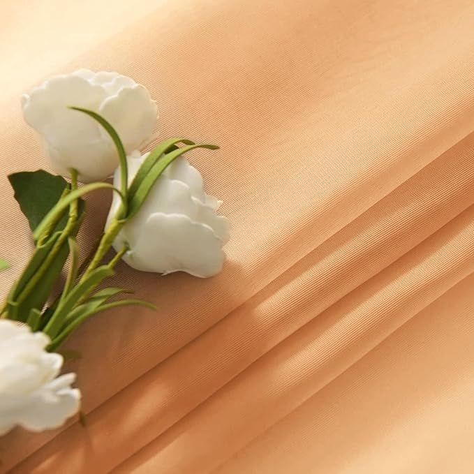SpaceDresser Beige Sheer Curtains 4 Panels Rod Pocket Semi-Sheer Curtain 108 Inches Long Light Filtering Voile Window Drapes for Bedroom Living Room Kitchen, Each 52W x 108L