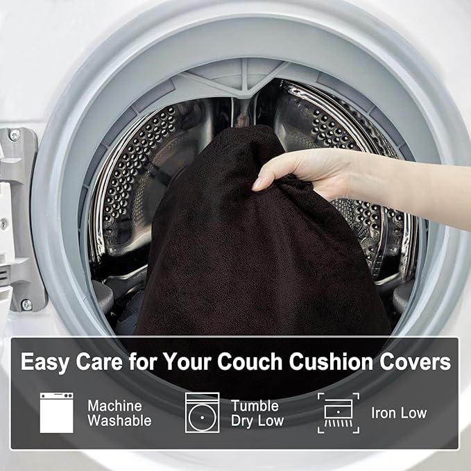 Leather Look Couch Cushion Covers Sofa Seat Slipcovers Sets Couches Furniture Protector for Sectional Armchair Loveseat Pets Kids Stretch Spandex Fabric (2 Cushion Loveseat, Chocolate)