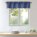 OWENIE Bob 1 PCS Blue Valances for Windows, Faux Linen Textured Kitchen Window Curtains Valance for Bedroom Living Room, Modern Soft Airy Solid Rod Pocket Bathroom Cafe Curtain, 60Wx12L Inch